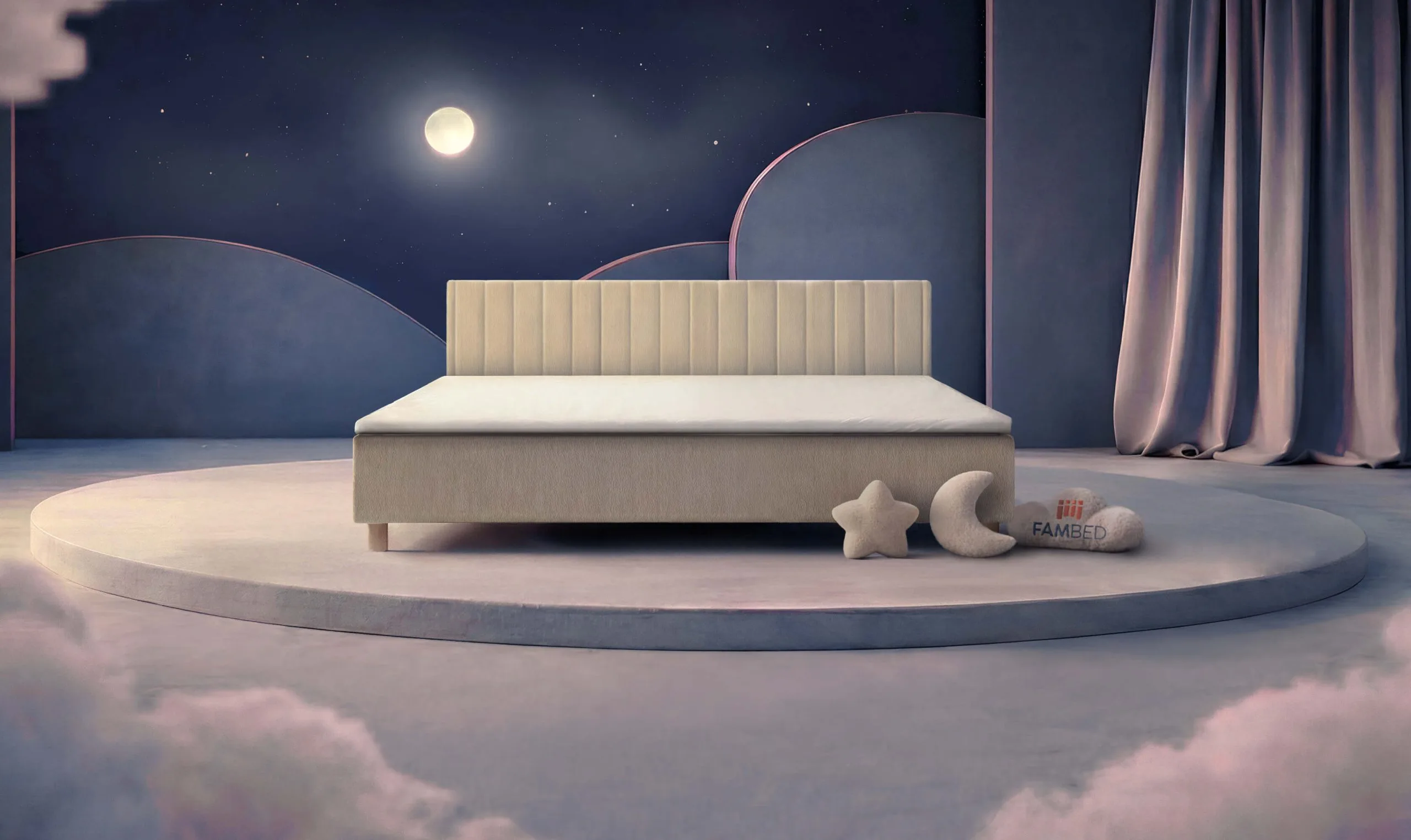 FAMBED® οικογενειακό κρεβάτι πλάτους 250 cm, σε λοξή όψη από μπροστά