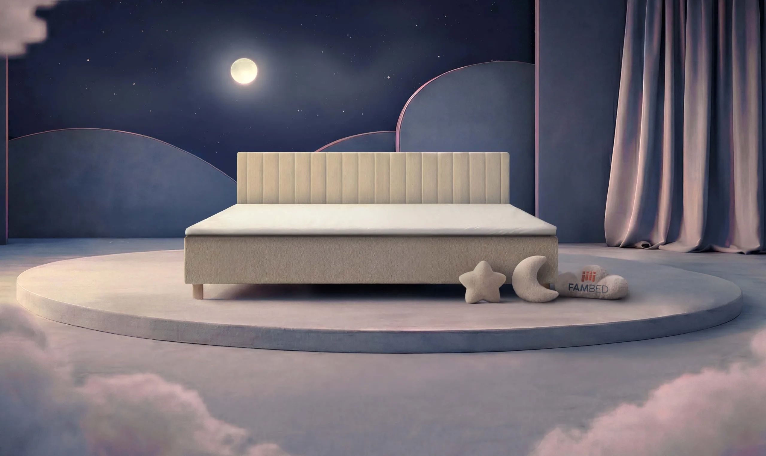 FAMBED® οικογενειακό κρεβάτι πλάτους 260 cm, σε λοξή όψη από μπροστά