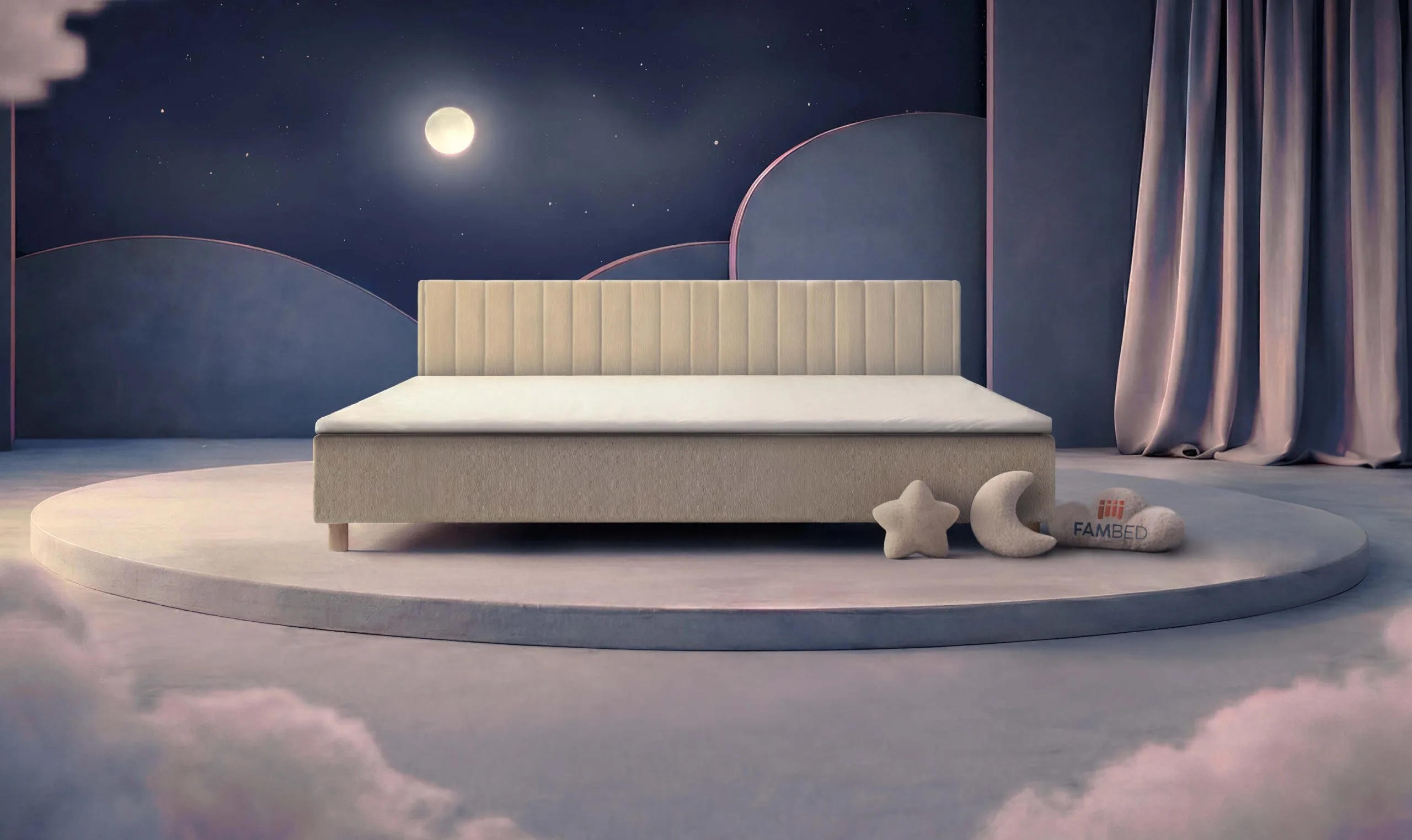 FAMBED® οικογενειακό κρεβάτι πλάτους 280 cm, σε λοξή όψη από μπροστά