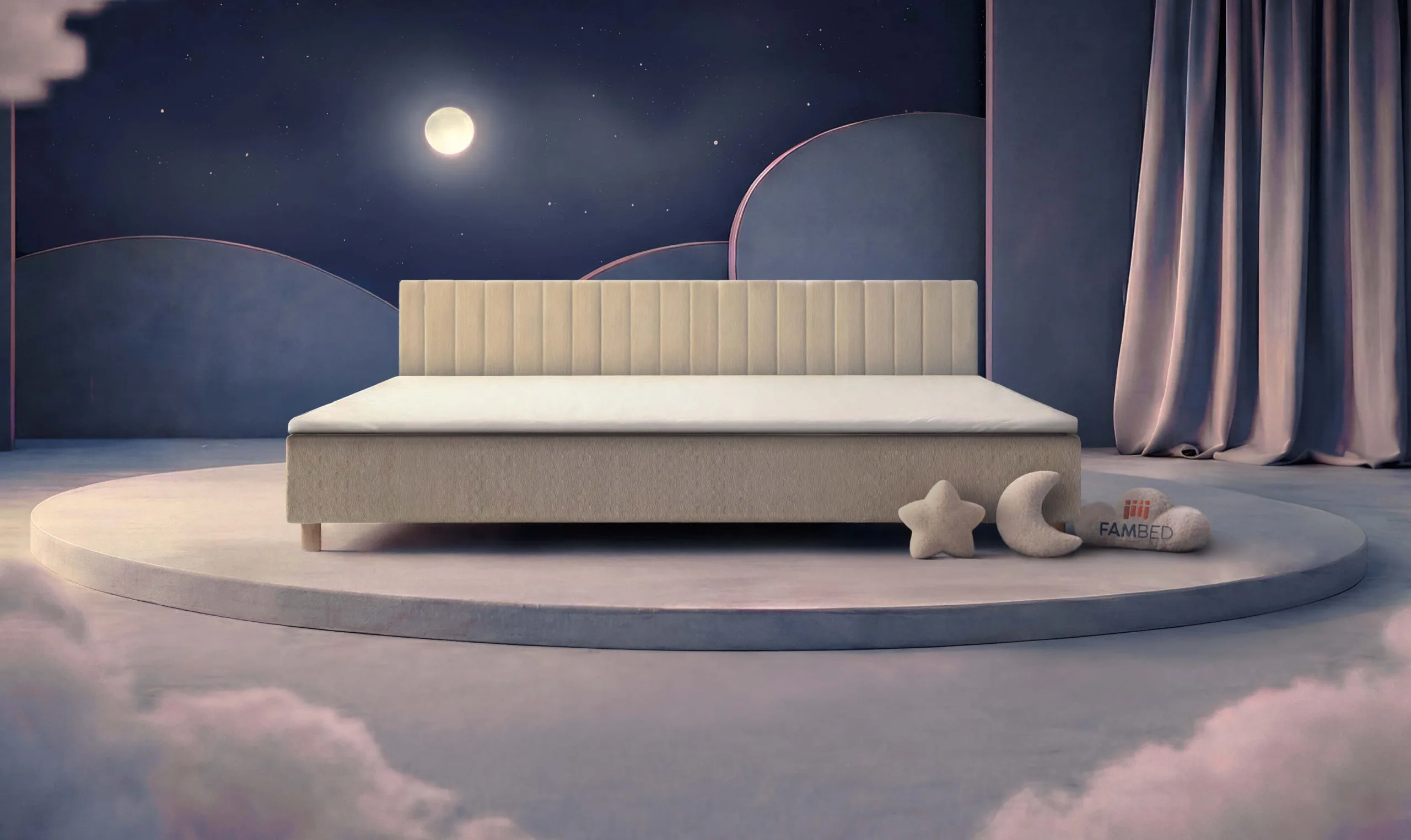 FAMBED® οικογενειακό κρεβάτι πλάτους 300 cm, σε λοξή όψη από μπροστά
